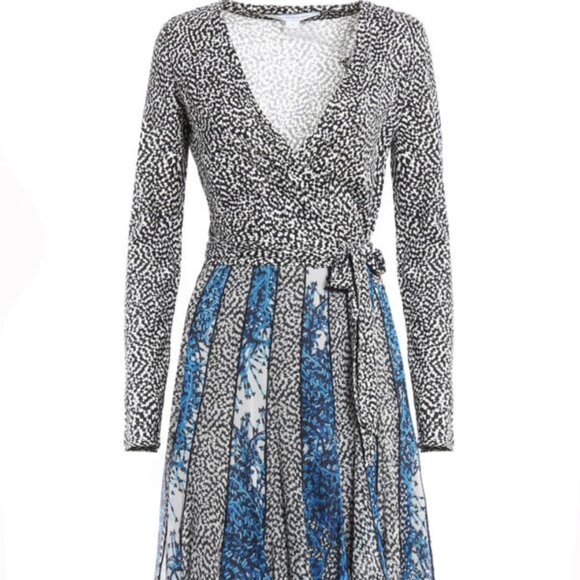 Diane Von Furstenberg Silk Blend Caprice Two Wrap Dress Size 12 - Picture 2 of 8